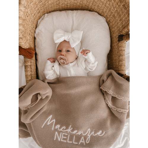 SCALLOP PERSONALISED BABY BLANKET | TEDDY BROWN
