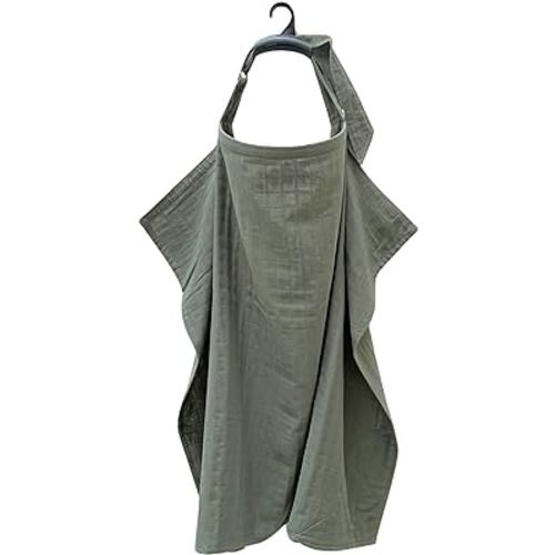 100% Organic Cotton Muslin Nursing Cover for Baby Breastfeeding, Breathable 100% Cotton Breastfeeding Cover with Rigid Hoop for Mother Nursing Apron, Multi-use Carseat Canopy (Roman Green)