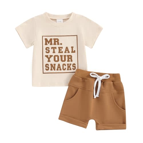 Toddler Baby Boy Summer Clothes Letter Print Short Sleeve Shirt Tops and Shorts Set Summer Outfit 2Pcs