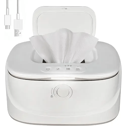 Baby Wipe Warmer,Innovative Spring Design,Large Capacity Wipes Dispenser and Diaper Wipe Warmer with Night Light,Fast and Even Heating,Temperature Display,3 Modes of Temperature Heating Control