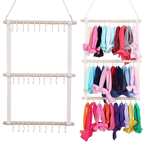 Hipcheer Headband Holder for Baby Girls, 30 Hooks Headband Organizer for Baby Girls, Baby Headband Holder Organizer for Door,Closet,Wall