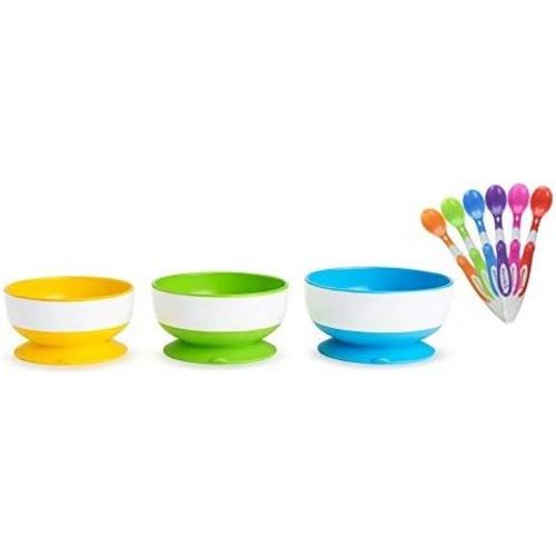 Munchkin 6-Pack Soft Tip Infant Spoons with Love A Bowls (Suction Bowls)