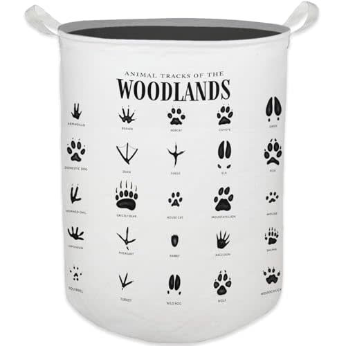 HKTZM Kids Laundry Basket, Animal Tracks of the Woodlands Laundry Basket Hamper Waterproof Collapsible Storage Bin Organizer for Bedroom Bathroom Boys Girls Kids Nursery Toddler Room Clothes Toys