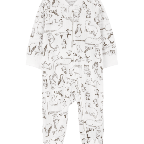Ivory Baby Animal Print 2-Way Zip Thermal Sleeper Pyjamas | Carter’s Oshkosh Canada