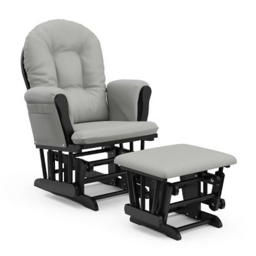 Storkcraft Hoop Glider Nursery Rocking Chair And Ottoman - Black Frame/light Gray Fabric