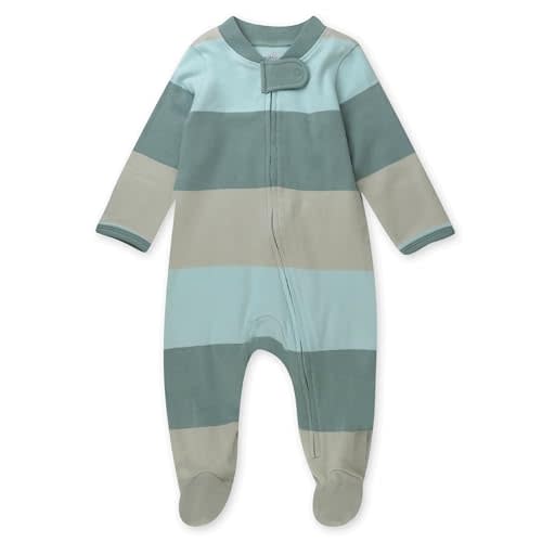 HonestBaby Sleep & Play Footed One-Piece Pajama Sleeper 100% Organic Cotton, Baby Boys