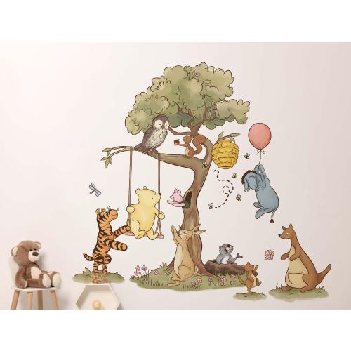 Personalised Name Classic Winnie the Pooh Wall Decal Wall Sticker Winnie With Friends Wall decal For Baby Room Nursery Room Kid Room Decor