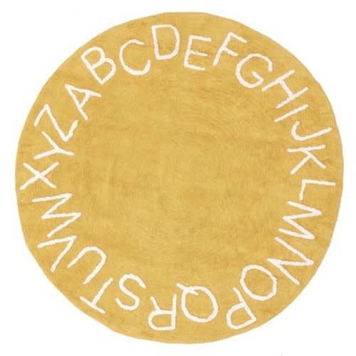 nuLOOM Kids Washable Round Alphabet Rug, Color: Yellow, Size: round 6'