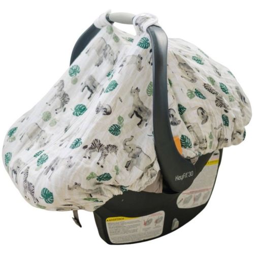 Bebe au Lait Muslin Car Seat Cover, Color: Jungle