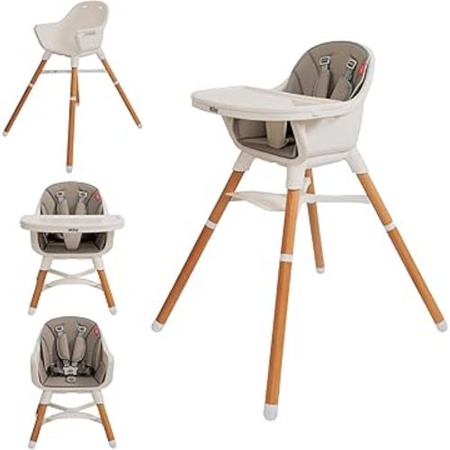 Nuby 4-in-1 Baby High Chair Seat with Removable Tray - 6+ Months to 3 Years - Adjustable Toddler Chair for Eating - Holds Up to 60 lbs - Gray