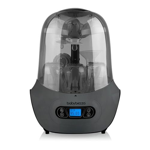 Baby Brezza Baby Bottle Sterilizer and Dryer Machine – Electric Steam Sterilization - Universal Fit - Pacifiers, Glass, Plastic, and Newborn Feeding Bottles, Charcoal - Sterilizer-Dryer Charcoal