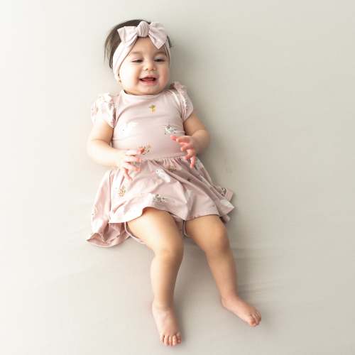 Twirl Bodysuit Dress in Blush Rabbit
