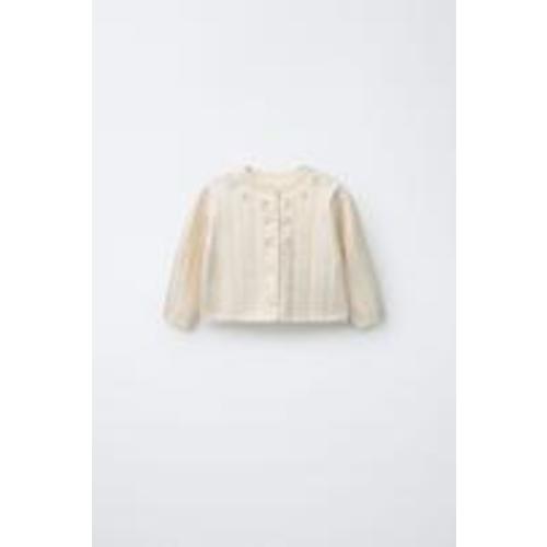 OPENWORK AND EMBROIDERED KNIT CARDIGAN - Ecru | ZARA United States