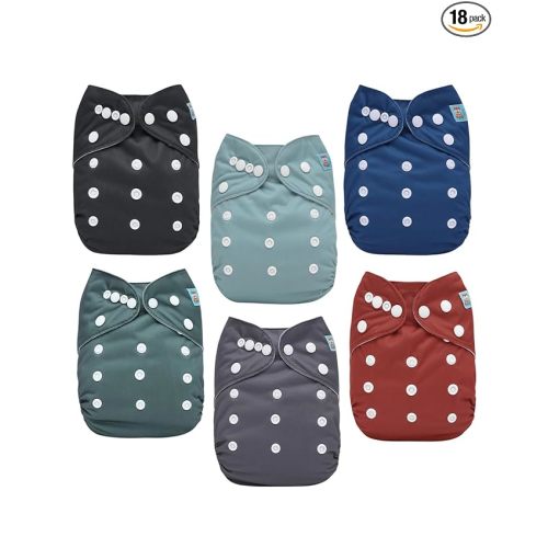ALVABABY Baby Cloth Diaper 6 Pack with 12 Inserts One Size Cloth Diaper Covers Adjustable Washable Reusable for Baby Girls and Boys