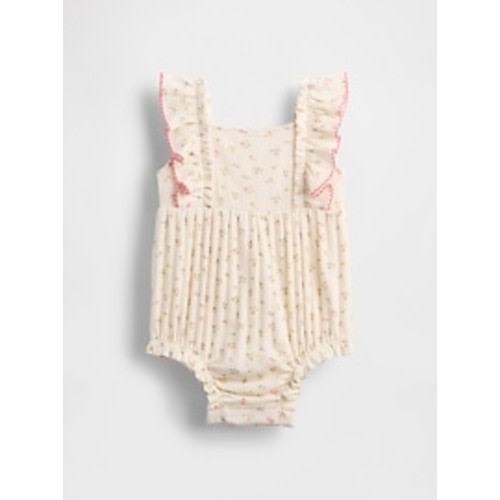 Baby Pointelle Rib Ruffle Bubble Shorty One-Piece | Gap