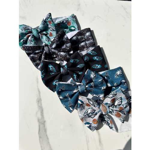 Philadelphia Eagles Headwrap Bows Baby Bows Toddler Bows, NFL inspired Print, infant/toddler/girls/adult hair bows