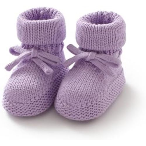 Hadetoto Newborn Baby Booties Cotton Knit Shoes Soft Cozy First Wakers Warm Booties for Toddler Infant Girl Boy