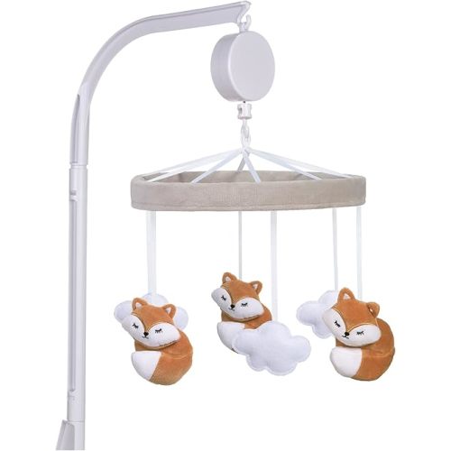 Sammy & Lou Fox Baby Crib Mobile with Music, Crib Mobile Arm Fits Standard Crib Rail