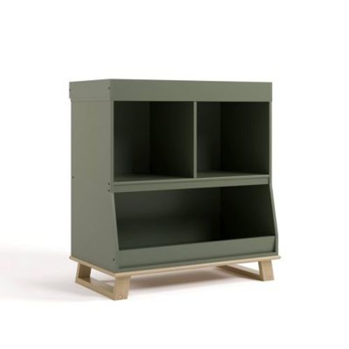 Storkcraft Modern Convertible Changing Table and Bookcase - Olive/Driftwood