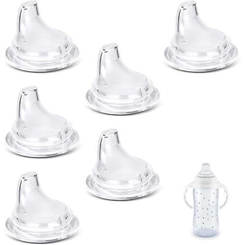 4/6 Packs Replacement Silicone Spout Compatible with NUK Learner Cup & Active Cup, Soft Transition Spout for Sippy Cups, Leak-Proof, BPA-Free, Easy to Clean Medium Flow (6 Pack)