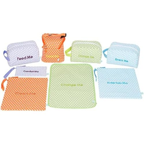 Easy Baby - Diaper, Bottle, and Supplies - Organizer Pouches and Changing Pad - Change, Feed, Dress, and Clean Me (8 Pack Laguna) | Organizing Packing Tote Cubes for Baby Items
