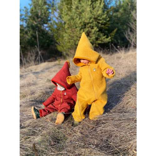 Wollwalk Overall with Dwarf Hood | &quot;Grow with me&quot; Walk Jumper with Merino Cuffs | Unisex Walkoverall | Wool Zip-up Romper
