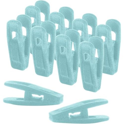 Velvet Hanger Clips, 20 Pack Hanger Clips for Velvet Hangers, Durable Material Velvet Pant Hangers, Clips for Hangers for Baby Clothes, Baby Hanger Clips, Blue (Aqua)