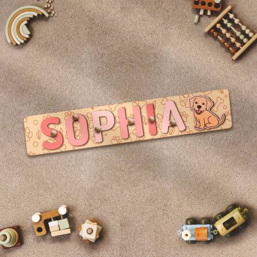 Custom Labrador Retriever Wooden Name Puzzle Personalized Black Lab Wood Montessori Toy Baby Shower 1st Birthday Christmas Kid Boy Girl Gift