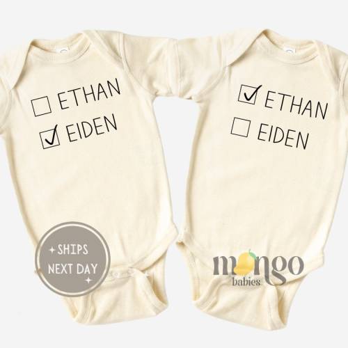 Set of 2 Custom Twins Baby Onesies® Brand Funny Twin Outfit Cute Baby Shower Gift Toddler Tshirt Cute Kids Shirt Family Matching Twins Set