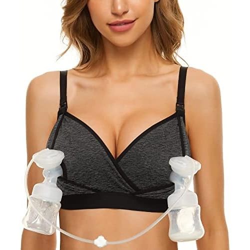 Pumping Bra Hands Free Pumping Bra and Nursing Bra Adjustable Wireless Comfortable Pump Bra Plus Size Fits Breast Pumps