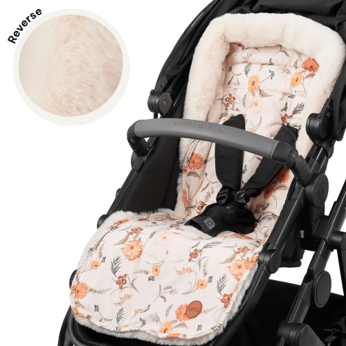 Reversible Pram Liner - Wildflower/Faux Fur