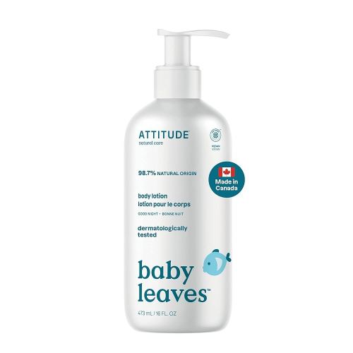 ATTITUDE Baby Lotion, Made in Canada, EWG Verified Moisturizer, Dermatologically Tested Moisturizing Cream, Vegan and Cruelty-Free, Good Night, 473 mL