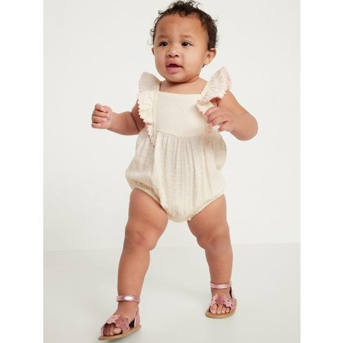 Ruffled Double-Weave One-Piece Romper for Baby