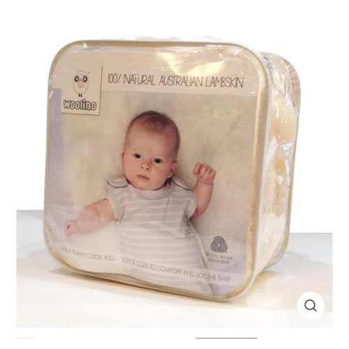 Sheepskin Rug for Babies, 100% Natural, Shorn Lambskin Wool, 2 x 3 Feet, Flax