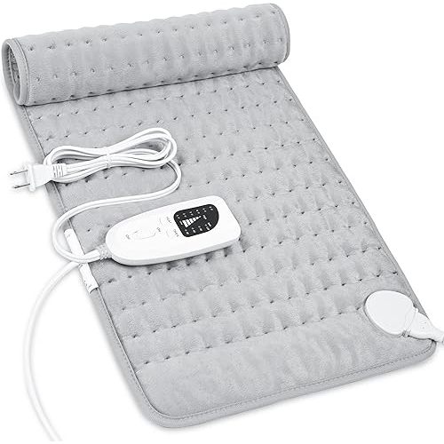 Heating Pad-Electric Heating Pads for Back,Neck,Abdomen,Moist Heated Pad for Shoulder,Knee,Hot Pad for Arms and Legs,Dry&Moist Heat & Auto Shut Off(Light Gray, 12''×24')