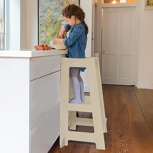 Stepup Baby Toddler Tower - Kids Helper Step Stool & Safety Rail for Child & Adjustable Height, Durable Non-Slip Platform for Kitchen & Bathroom Sink, Easy Assembly Toddlers Tower - Natural