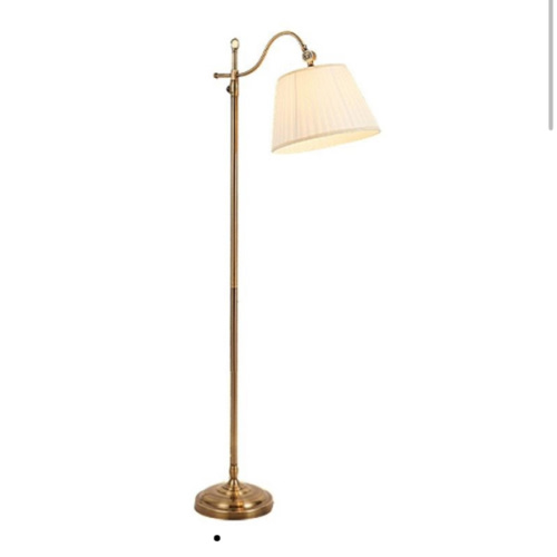 Modern Arced Metal Standing Floor Lamp with Fabric Shade and Gold Lamp Body for Living Room - 110V-120V Floor Lamps