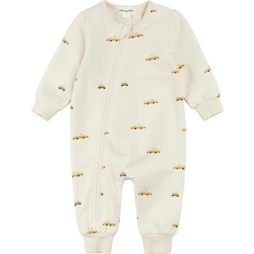 Taxi Print French Terry Zip Romper, 6M
