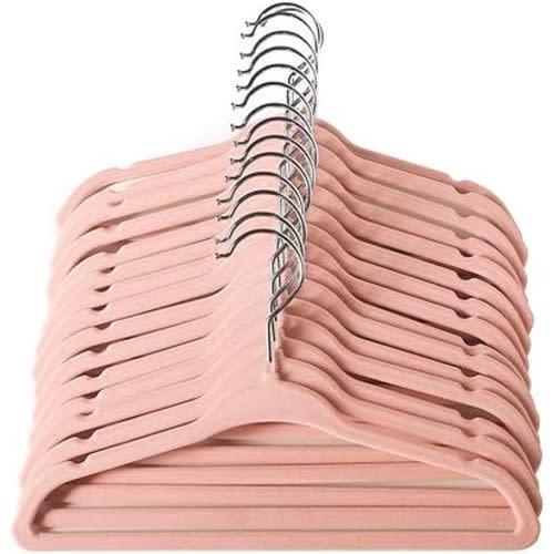 ManGotree Baby Hangers, Childrens Hangers Kids Coat Hangers with Ultra Thin & Non-Slip Design 15 Pack (Light Pink)