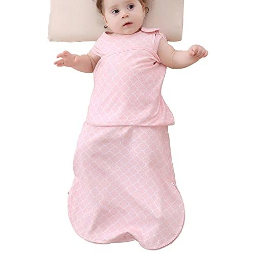 Enrich YLife Swaddle for 6-12 Months Baby Babies Adjustable Swaddles Large Cotton Sleep Sack Sleeping Bag with Velcro and Zipper (Pink)