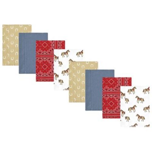 Hudson Baby Cotton Poly Flannel Burp Cloths 8-pack, Cowboy, One Size