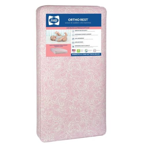 Sealy Ortho Rest Waterproof Baby Crib Mattress And Toddler Bed Mattress - Pink