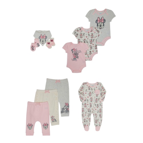 Disney Baby Wishes + Dreams Minnie Mouse Layette Shower Gift Set Bundle, 10-Piece, Sizes NB-6/9M