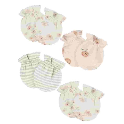 Gerber Baby Boy or Girl Unisex Mittens, 4-Pack, Sizes 0-3 Months
