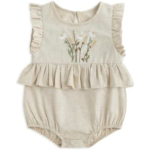 Simplee kids Newborn Infant Rompers Baby Girls Summer Ruffle Sleeveless Embroidery Bodysuit Outfits