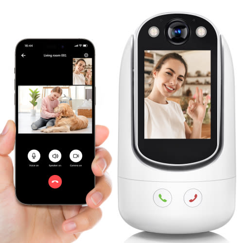 GPED Baby Monitor with Two Way Video Call, 1080P HD Wifi Home Security Camera W/ 2.8” Screen for Baby/Pet Monitor, One-Click Call & AI Motion Detection & Full-Color Night Vision for Baby Pet Elderly