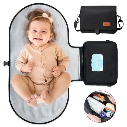 Momcozy 2-in-1 Diaper Changing Pad - Extra-Large Portable Diaper Pad 31.4x15.7 inch - Waterproof and Foldable for Newborns to Toddlers - Also Used As Adjustable Shoulder Bag with Wipes Pocket