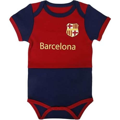 IDONEKER Newborn Barcelona Onesie Boys Girls Short And Long-Sleeve Baby Clothing | Unique Infant Team Soccer Bodysuits
