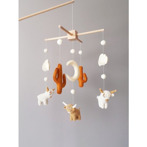 Baby Crib Mobile Highland Cow Mobile Crochet Mobile Hochlandkuh Mobile Highlands Gehäkeltes Nursery Decor