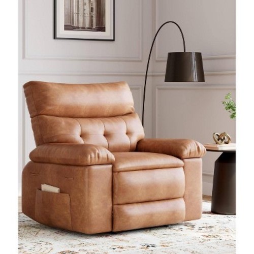 27"Recliner Chair - PU Leather Large Manual Recliner for Adults, 1.5X Sponge Filling and Easy Recline Mechanism-Retro